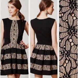 Anthropologie Eva Franco Laced Strata Dress Women's 4 Mini Fit & Flare Pleated